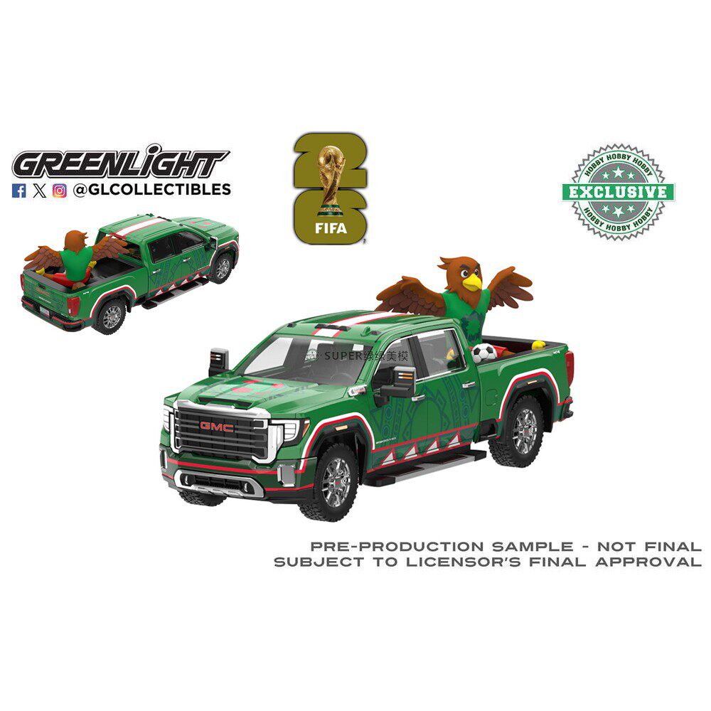 绿光 1:64 2022 GMC Sierra 3500 HD 世界杯'26 墨西哥致敬 30589