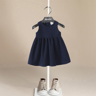宝宝公主裙子伯米吉童装 春装 女童纯色背心裙洋气时尚 时髦韩版 新款