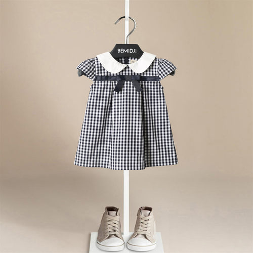 伯米吉学院风女童娃娃领连衣裙