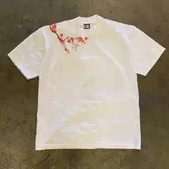 Make Money and Do Charity! 260g Heavyweight Pure Cotton! Right Shoulder Plum Blossom Couple Style Women's Loose Short-Sleeved T-Shirt for Men