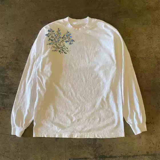 Make Money and Do Charity! 310g Pure Cotton, Non-See-Through! American-Style Oversized Vanilla Long-Sleeve T-Shirt, Versatile for Both Men and Women