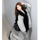 韩系少女休闲运动服套装 学生减龄跑步两件套 女圆领宽松卫衣阔腿裤