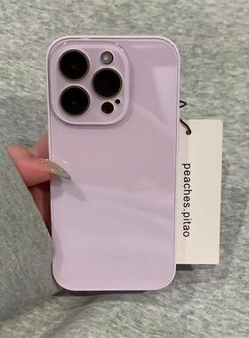 ins高级紫色液态玻璃壳适用苹果16手机壳iPhone15promax新款2025网红爆款女16pro超好看13全包14pm防摔保护套