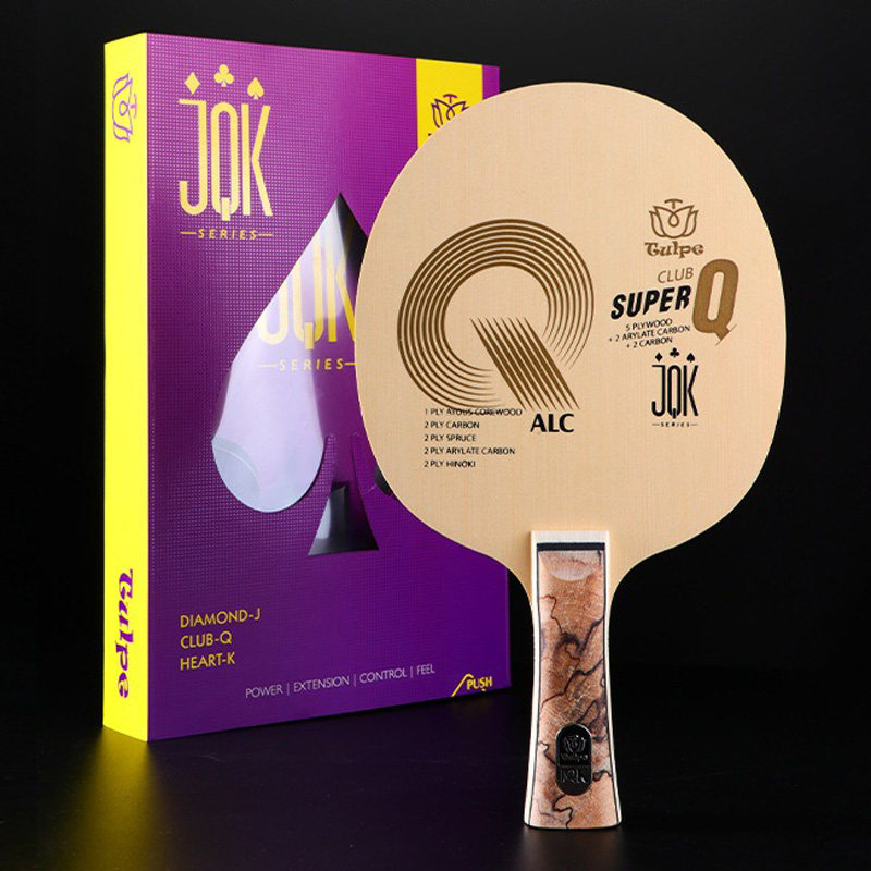TULPE超级Q乒乓底板桧木碳素5木2碳2纤维高端JQK艺术手柄球拍收藏图片
