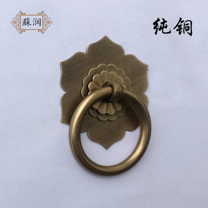 新中式仿古纯铜拉手古典家具柜子衣柜门配件复古全铜圆环抽屉把手