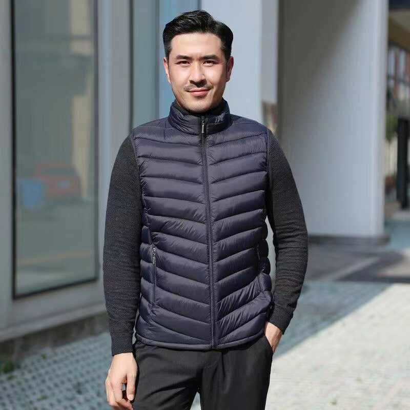 秋冬立领男士棉服外套男马甲保暖中年羽绒棉马夹休闲棉衣背心上衣