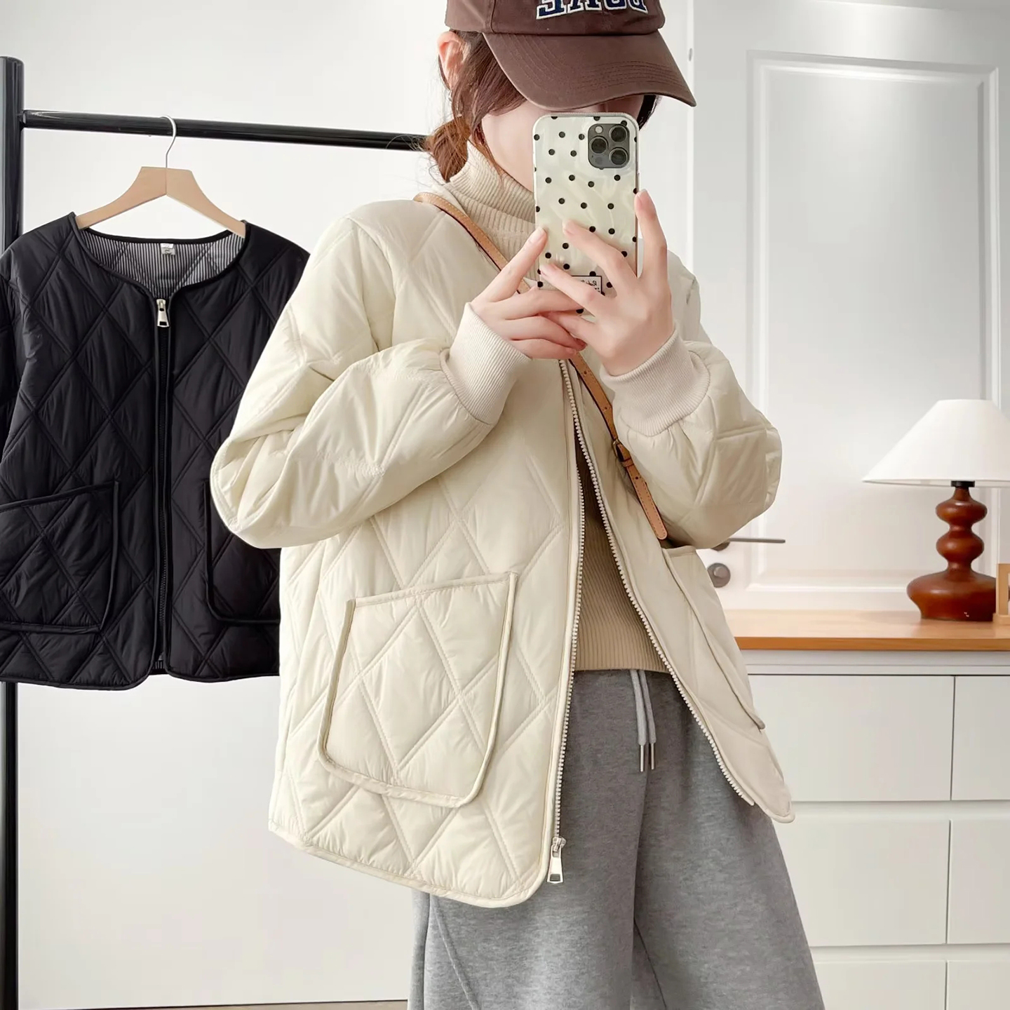 胖妹妹大码女装轻薄保暖棉衣