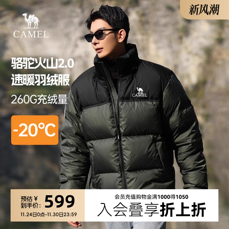 骆驼火山羽绒服短款加厚