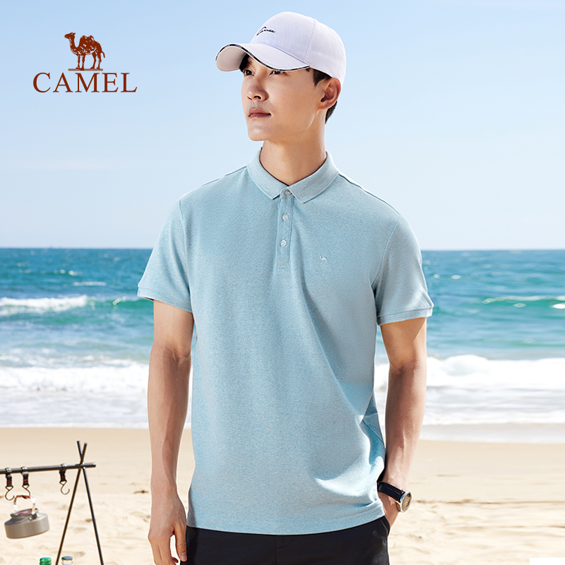 骆驼男装 2022夏季新款短袖Polo衫商务休闲翻领t恤男士纯色体恤