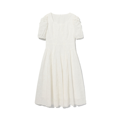 蔚雯法式a字泡泡袖连衣裙