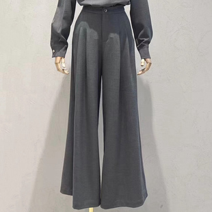 idole奕多2025春季新款高级感垂感阔腿裤女通勤高腰宽松西装裤子