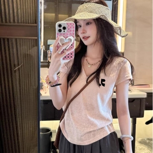 Restandrecreation短粉色袖T恤女