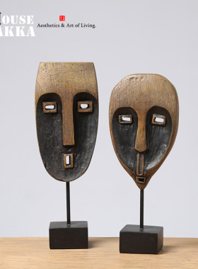 非洲风情创意家居装饰摆件艺术雕塑样板间现代人脸谱树脂工艺礼品