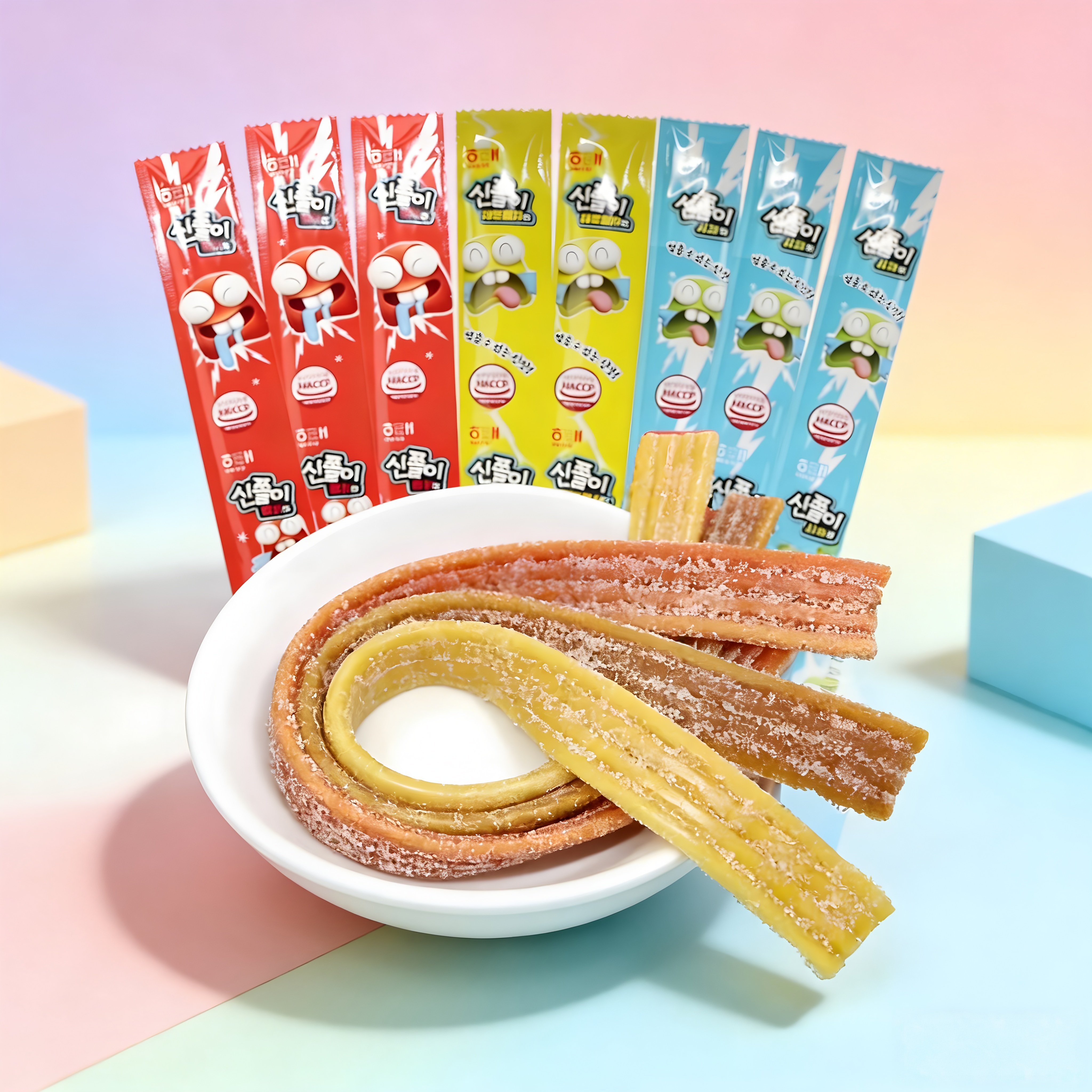 韩国进口零食海太草莓苹果软糖24g长舌头网红长条果汁橡皮糖果