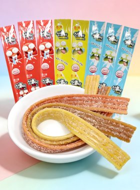 韩国进口零食海太草莓苹果软糖24g长舌头网红长条果汁橡皮糖果