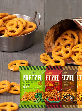 韩国进口SAMJIN三进蝴蝶形酥脆饼干芝士味芥末味海鲜味饼干70g