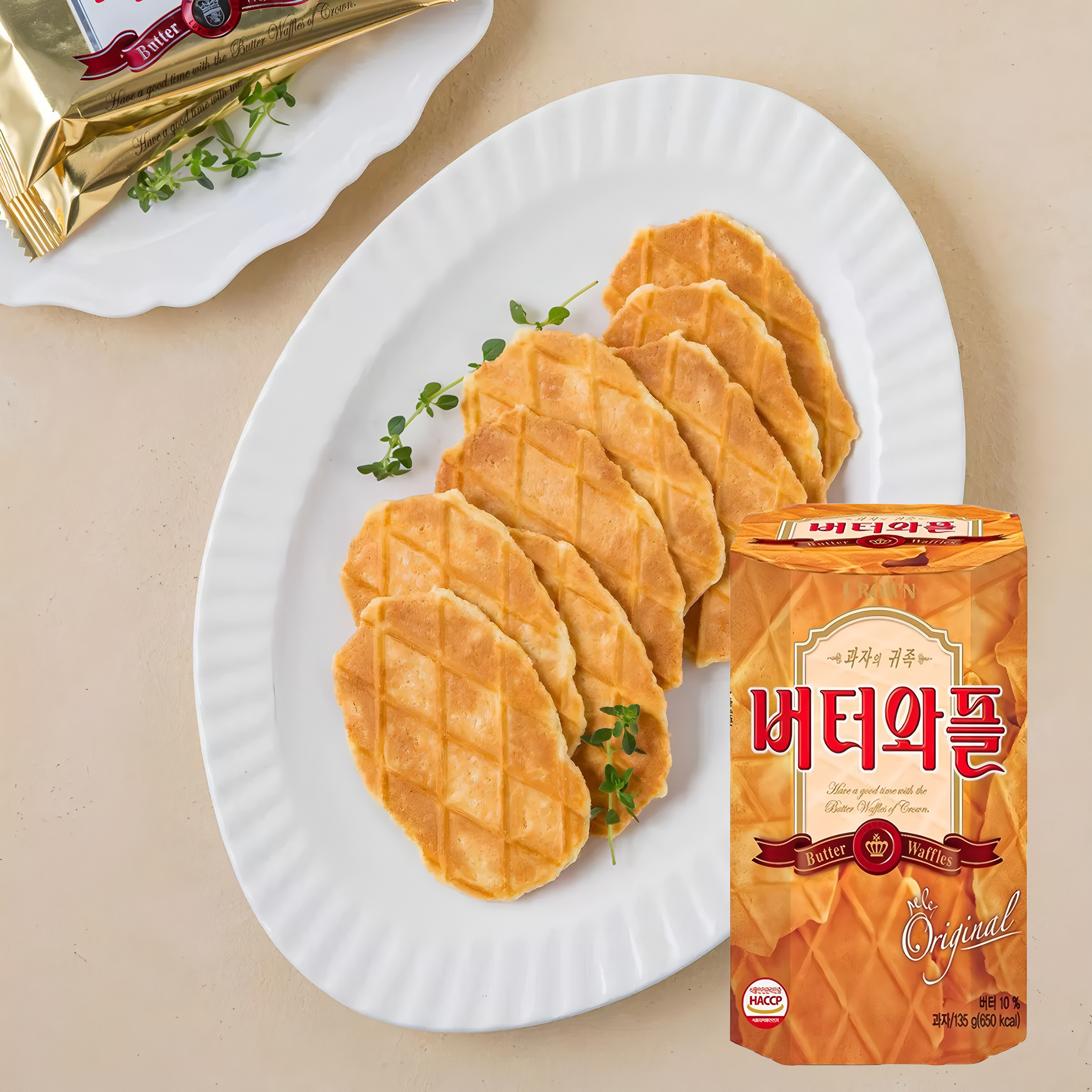 韩国进口零食克丽安黄油瓦夫饼干135g薄饼网红零食小吃休闲食品
