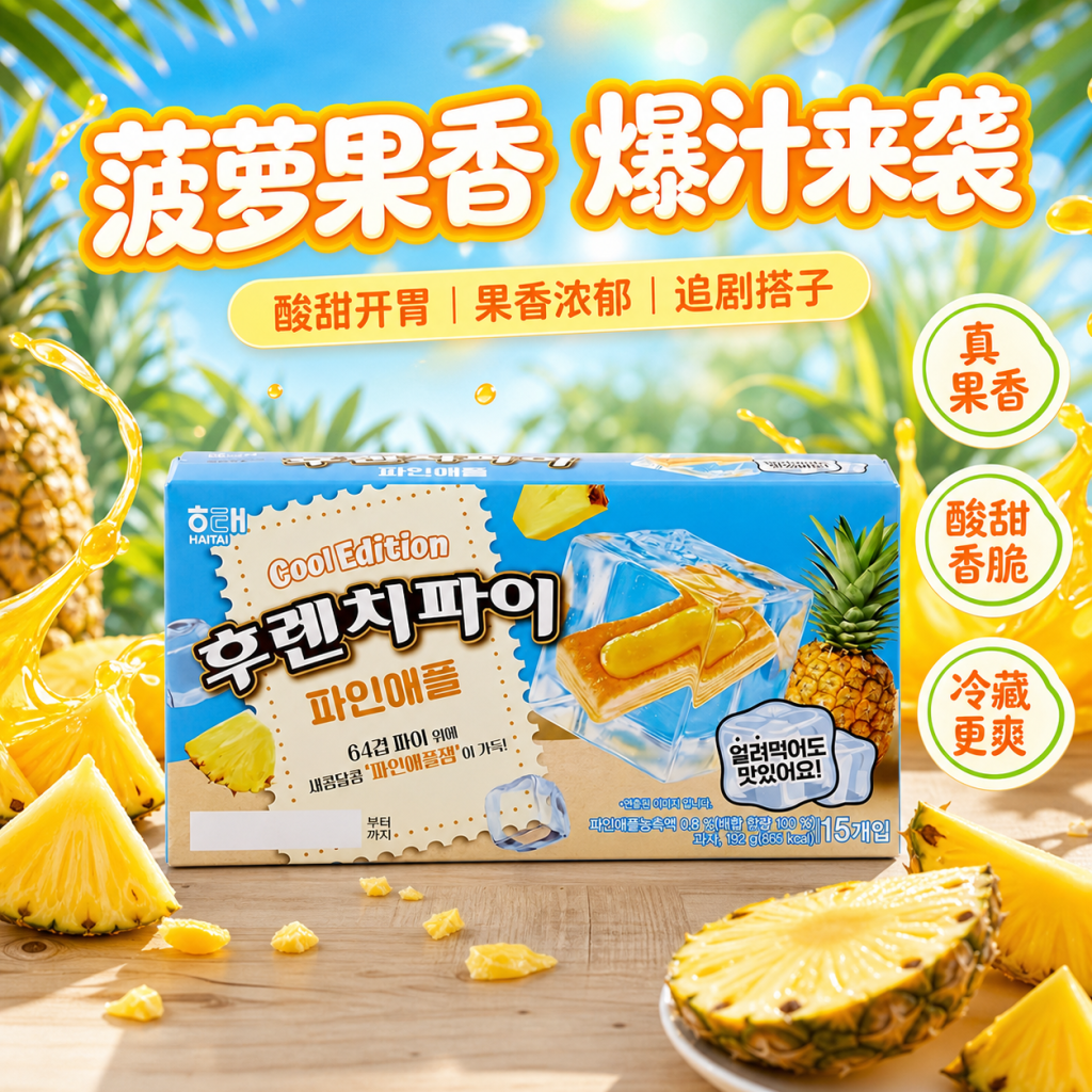 韩国进口海太法式菠萝果酱派千层酥水果夹心办公室早餐休闲零食