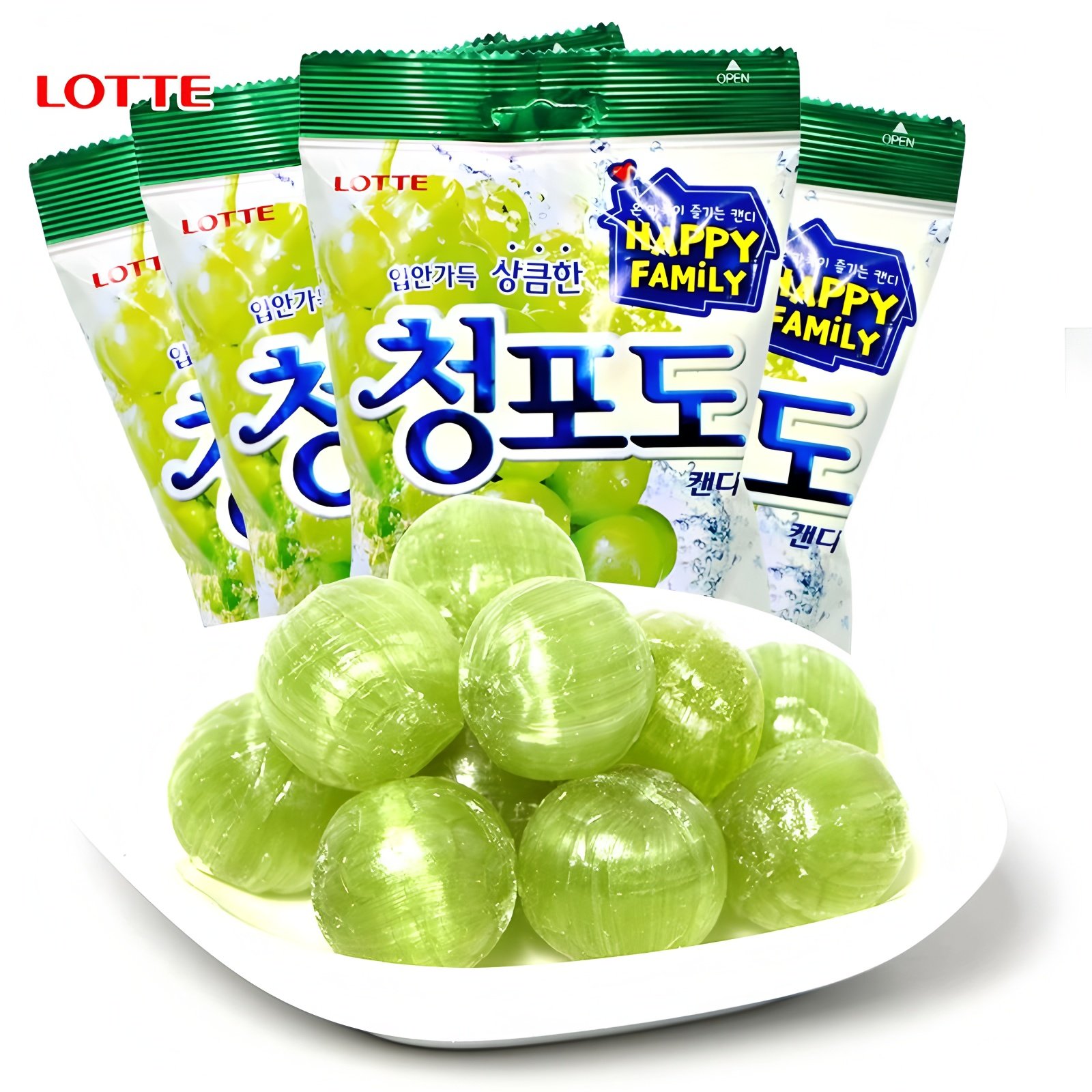 韩国进口零食乐天青葡萄味硬糖153g袋婚庆喜糖韩国食品水果礼品