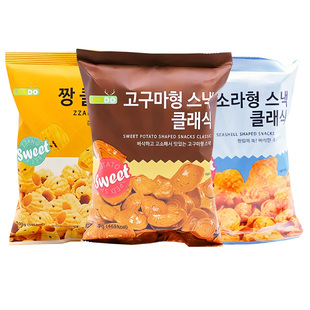 韩国进口涞可海螺酥猫耳朵脆圈儿童膨化薄片休闲食品小吃零食100g
