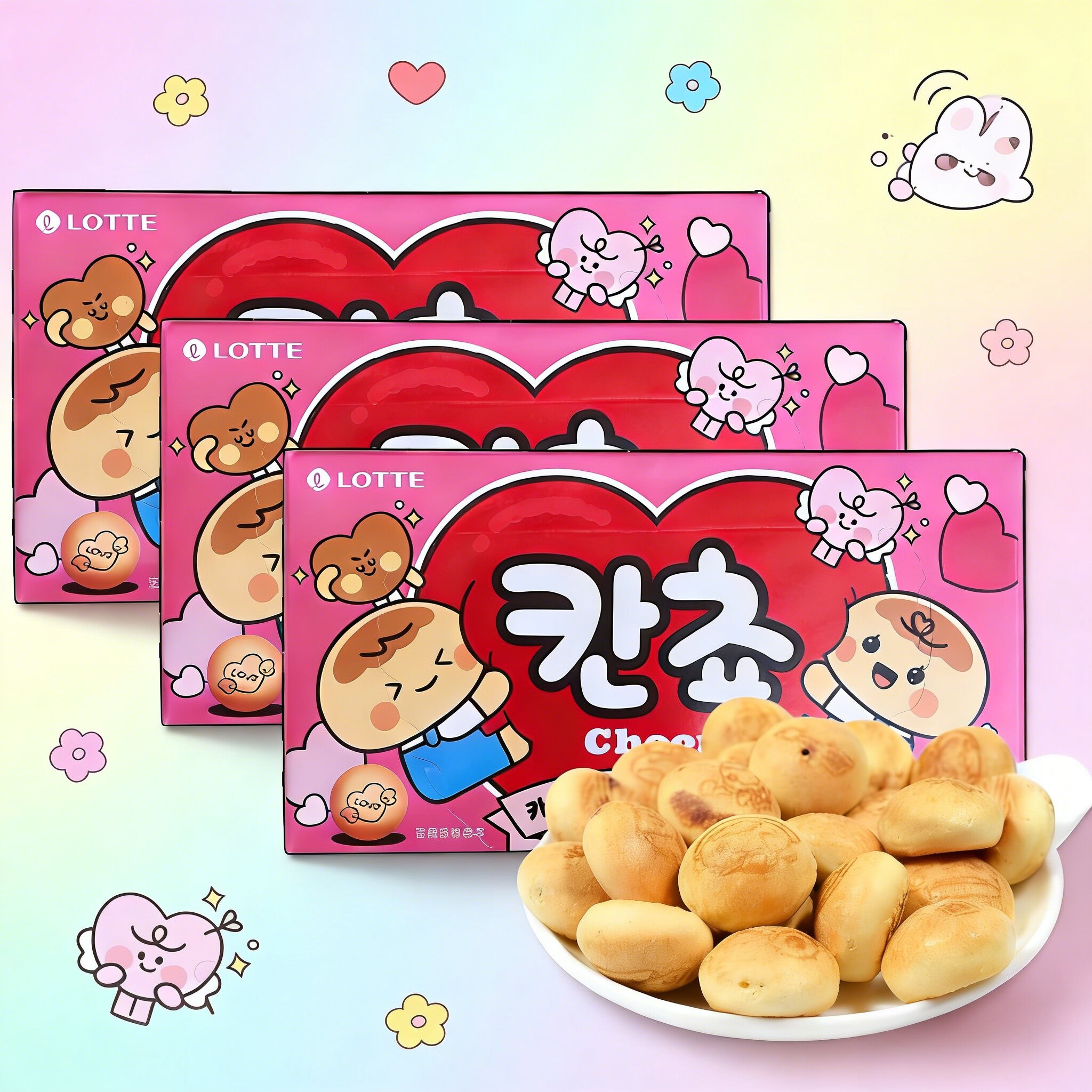 韩国进口乐天小熊夹巧克力儿童动物图案饼干田柾国同款有名字