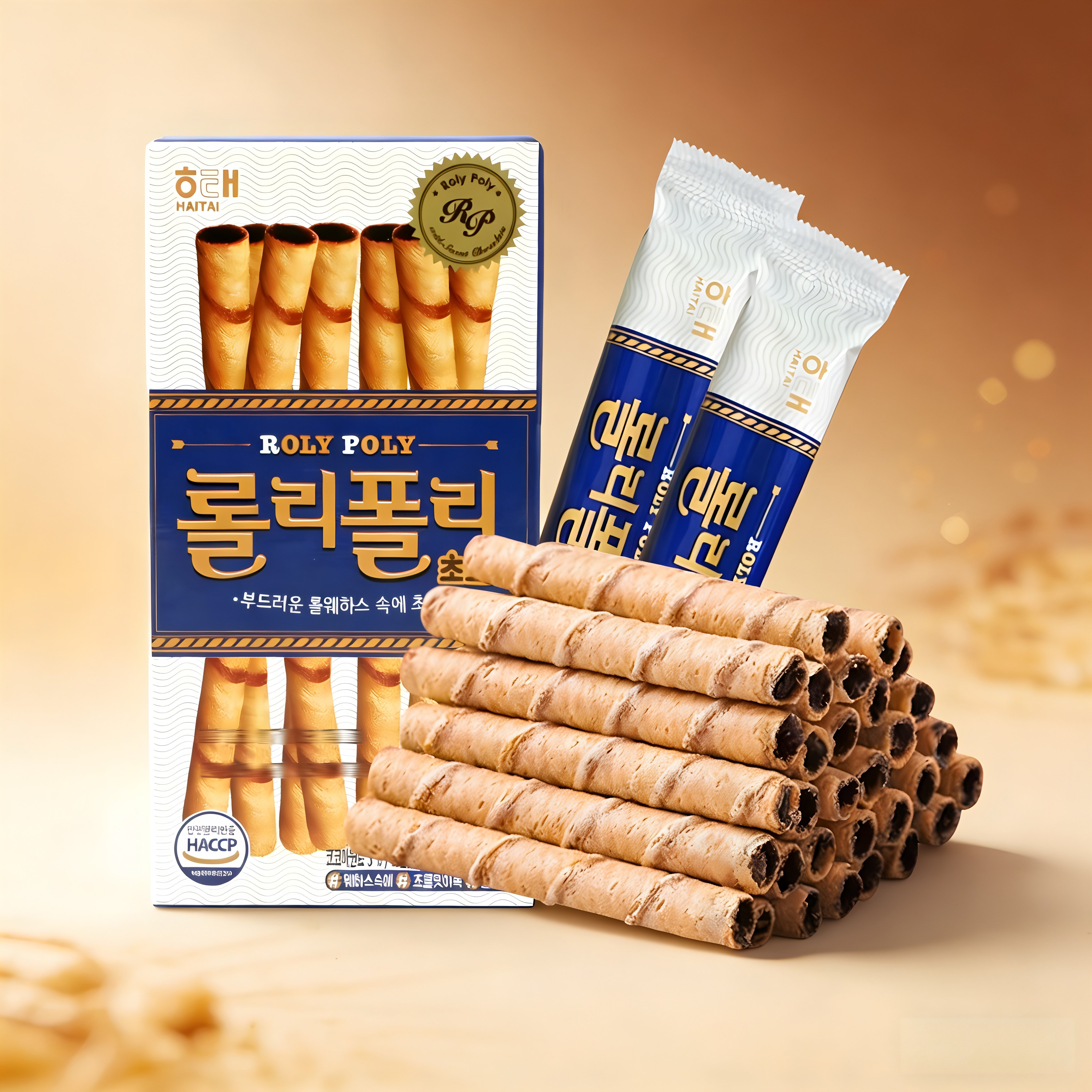 海太冰激凌蛋卷62g韩国原装进口巧克力注心脆棒网红解馋小零食