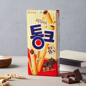 进口食品韩国好丽友榛子巧克力棒45g盒装荞麦通克蛋卷饼干零食