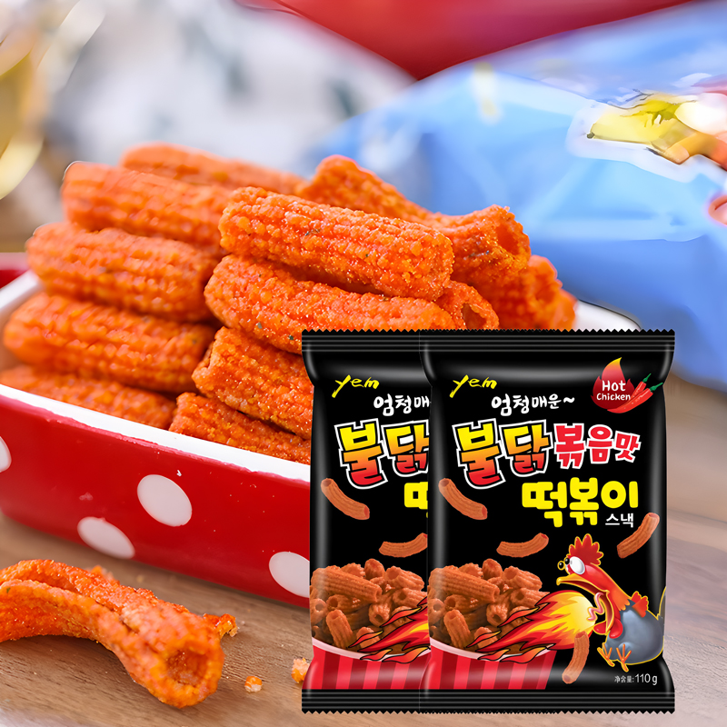 韩国进口零食品YEM辣味年糕条火鸡味100g*4袋辣味打糕条包邮