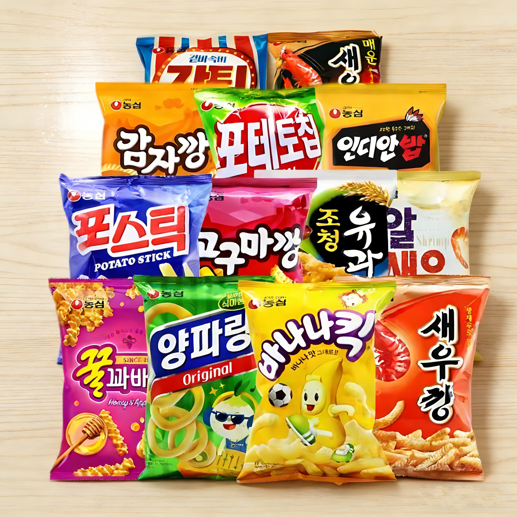 满5袋包邮韩国小零食农心洋葱圈薯片虾片新鲜酥脆休闲膨化食品