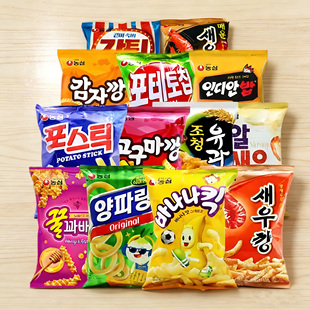 满5袋包邮韩国小零食农心洋葱圈薯片虾片新鲜酥脆休闲膨化食品