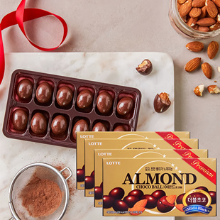 韩国进口乐天Lotte扁桃仁夹心巧克力豆46g 10零食小吃休闲食品