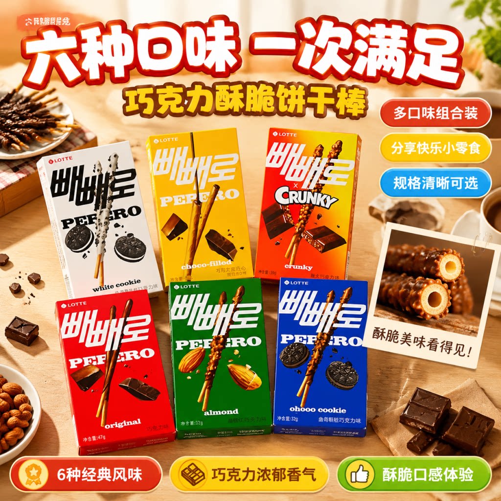 韩国进口零食乐天巧克力棒饼干