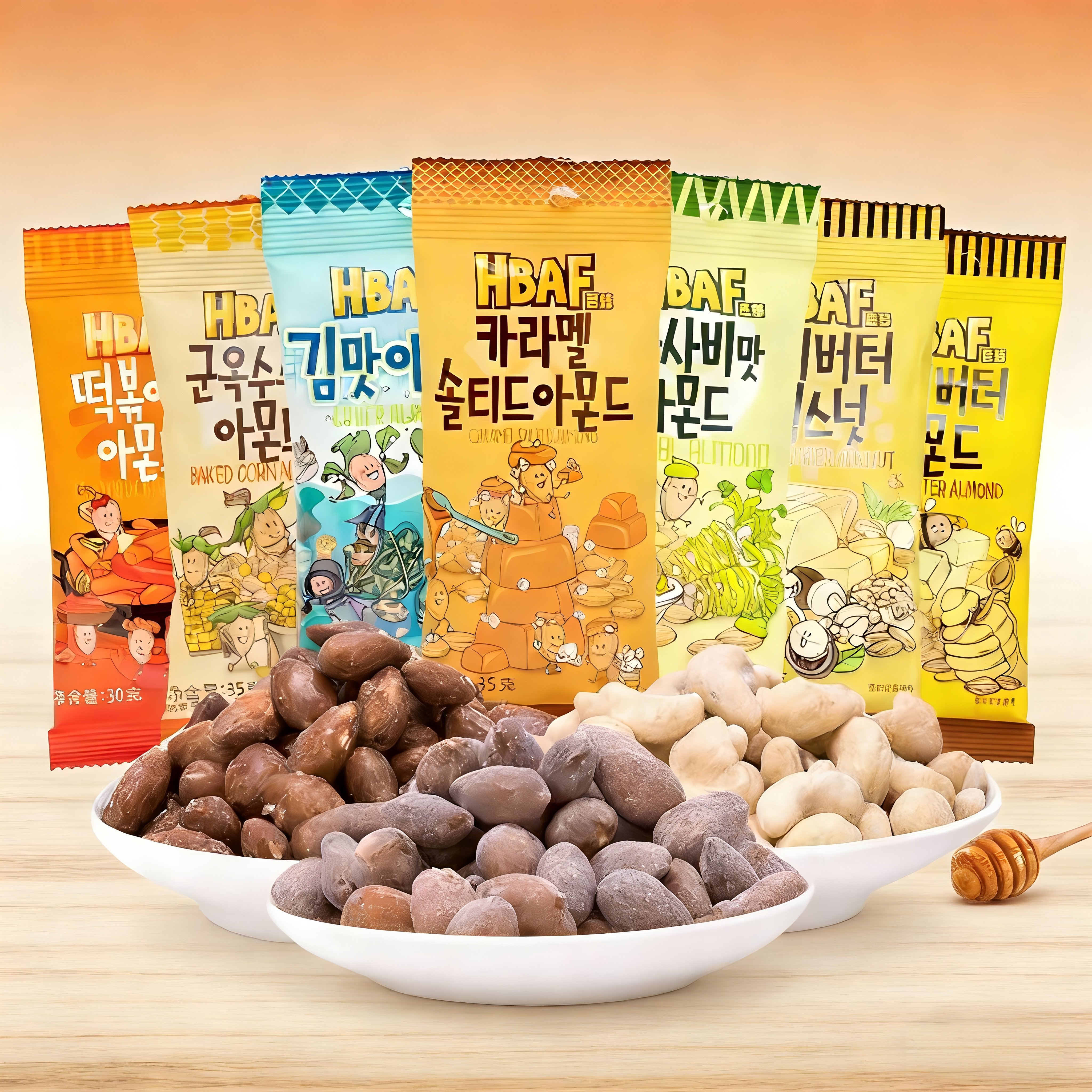 韩国进口零食芭蜂农场蜂蜜黄油扁桃仁35g多口味小吃休闲食品