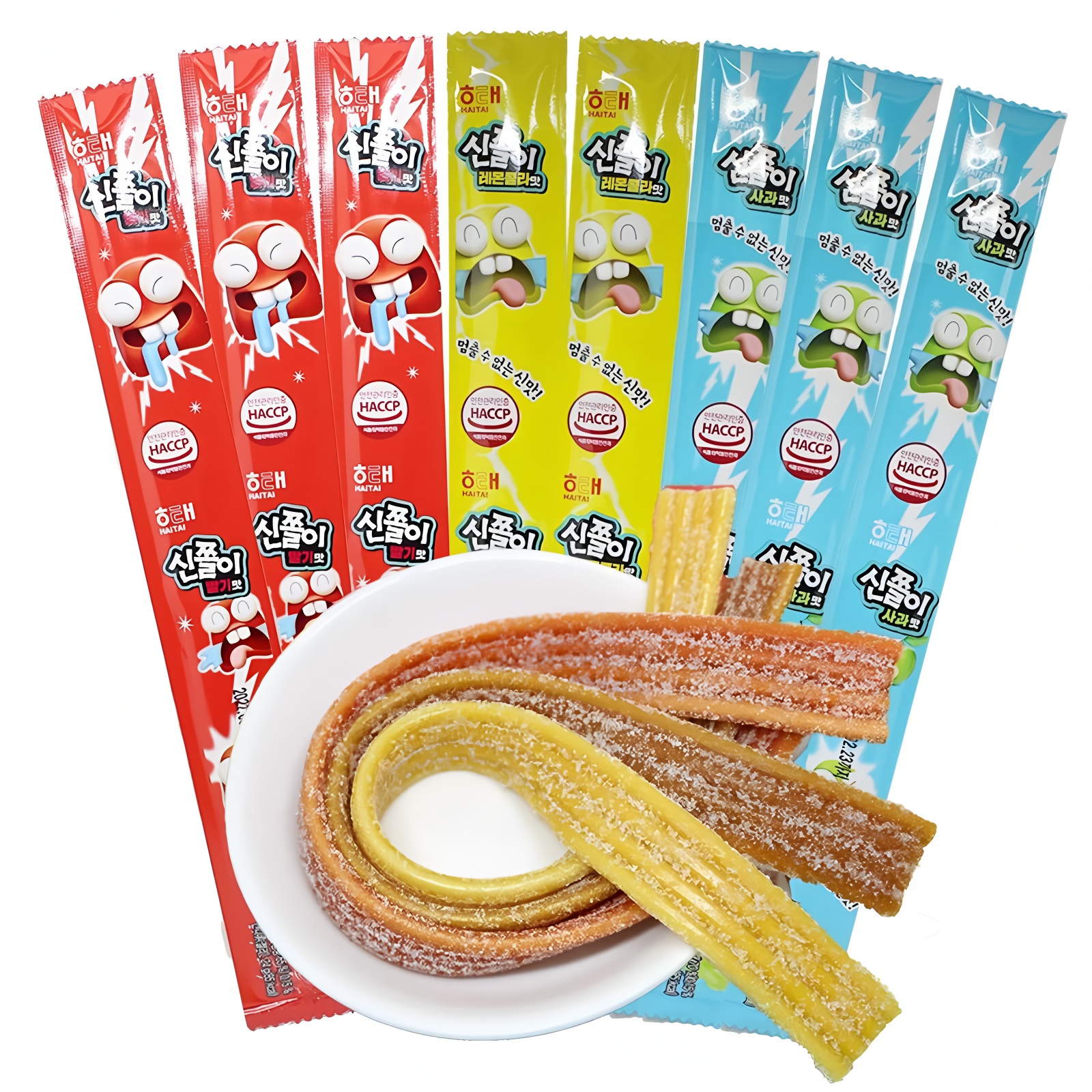 韩国进口零食海太草莓苹果软糖24g长舌头网红长条果汁橡皮糖果