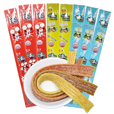韩国进口零食海太草莓苹果软糖24g长舌头网红长条果汁橡皮糖果