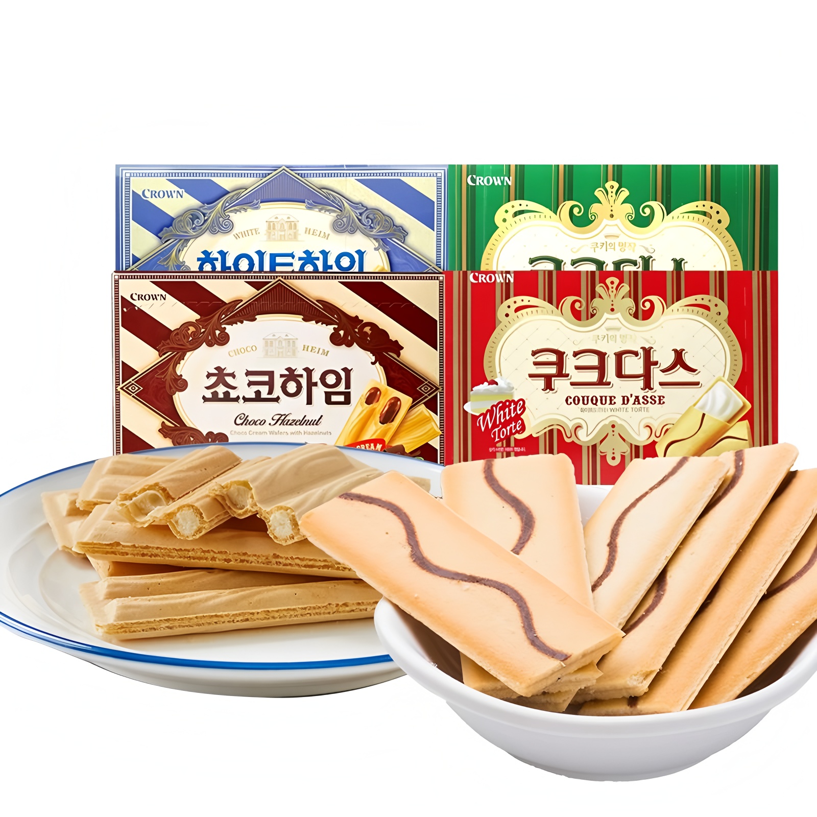 韩国进口零食克丽安奶油咖啡巧克力榛子夹心蛋卷饼干休闲食品