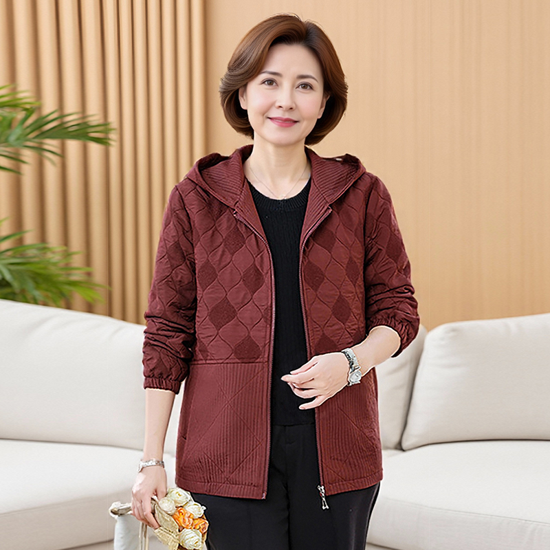 阔太中年妈妈秋冬装洋气连帽短外套中老年女装秋冬减龄夹克上衣,女装/女士精品,短外套,淘宝优惠券,粉丝福利购,淘宝优惠卷