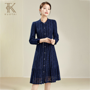 蕾丝连衣裙女 设计感气质通勤简约优雅显瘦中长款 阔太2025春季 新款