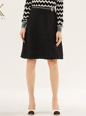 【清仓价】通勤0L名媛小香风半裙显瘦白色黑色半身裙女A字裙女