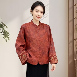 阔太新年喜庆外套女26年春秋季新中式赤韵提花刺绣红色开衫上衣