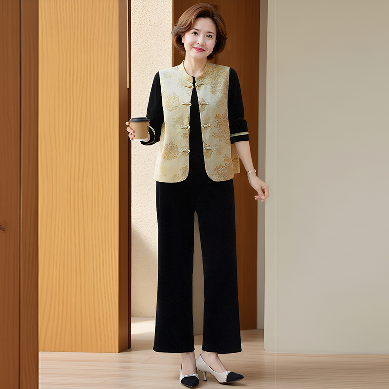阔太太套装秋冬新款妈妈装2025时尚马甲阔太太洋气高贵上衣女套装,女装/女士精品,时尚套装,淘宝优惠券,粉丝福利购,淘宝优惠卷