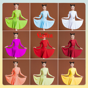 洛利塔儿童专业拉丁舞服少儿长袖比赛规定服女童考级标准定制赛服