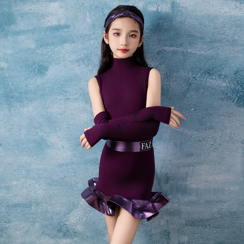 FAZ女童拉丁舞半高领练功服