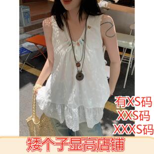 娇小矮个子新款夏季女装加小码XXXS号吊带背心打底衫蕾丝无袖上衣