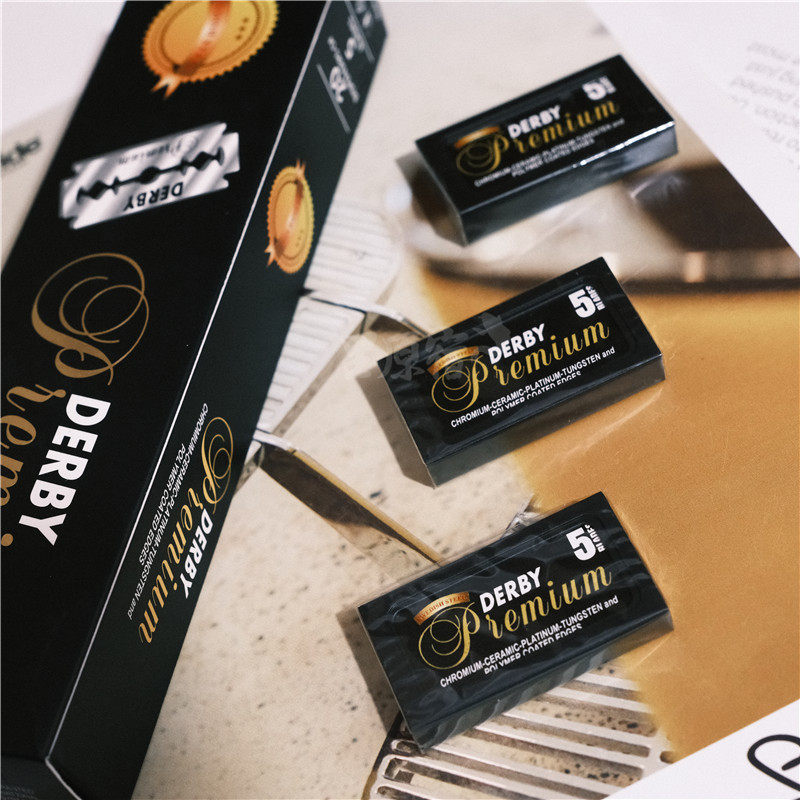 Derby德比刀片黑金手动剃须刀片老式刮刀74单面白金刃刀片100片装