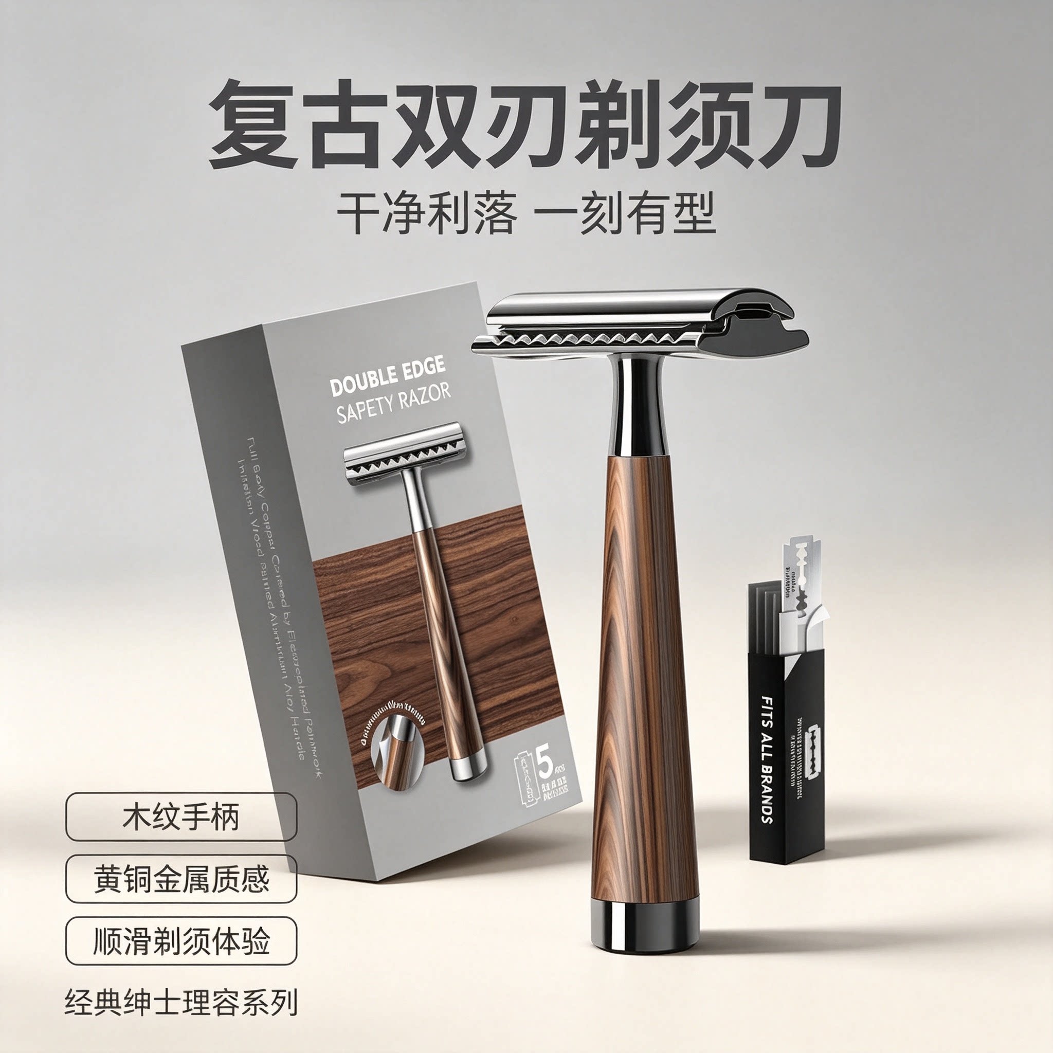 双刃安全剃须刀手动剃须刀套装刀片老式精工T型刮胡刀安全刮脸刀