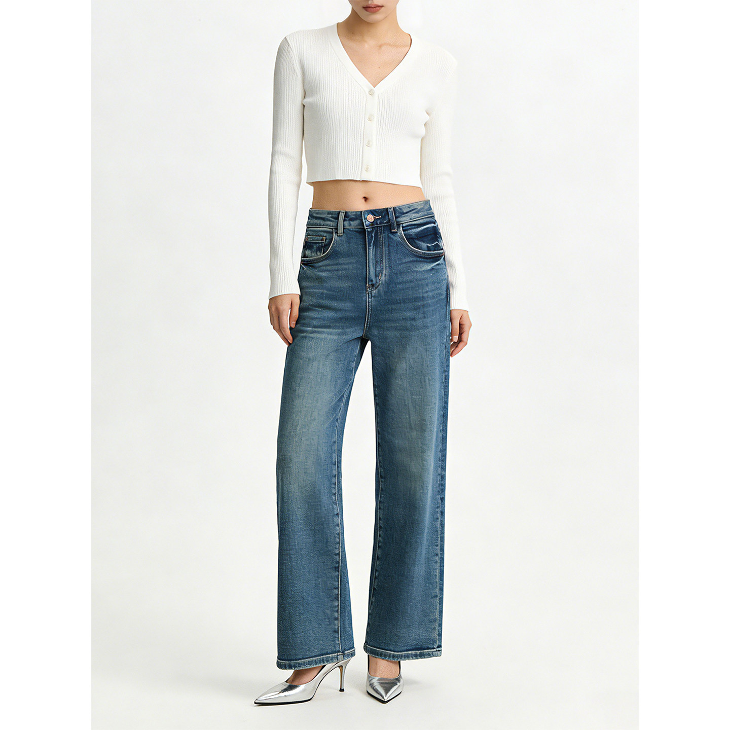 2026春季新款土耳其重磅窄版阔腿牛仔裤女弹力高腰显瘦复古直筒裤