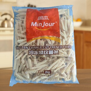 明杰冷冻法式曲薯条商用整箱12kg冷冻波浪薯条西餐奶茶店油炸小吃