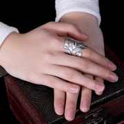 Thái bạc phóng đại rỗng 925 sterling bạc thủ công retro cá tính trong ngón tay trỏ mở nhẫn nữ nhẫn trang sức - Nhẫn