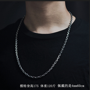 925纯银高端男生短中长链裸素胸链项链设计感独特配件饰品出口